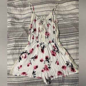 Kendall & Kylie White and Pink Romper with Floral Print